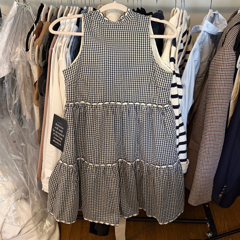 NWT Pomander Place Navy and White Gingham Dress